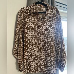 Kate Spade Oversized Geometric Patterned Brown Shirt